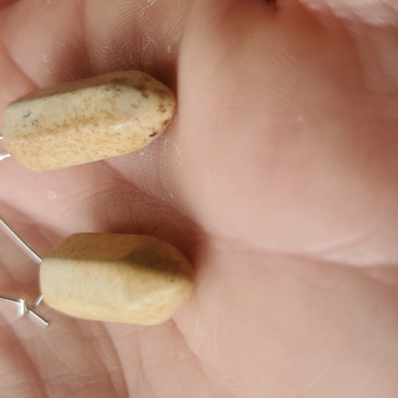New Handmade Picture Jasper Pendulum Earrings. - Picture 4 of 6
